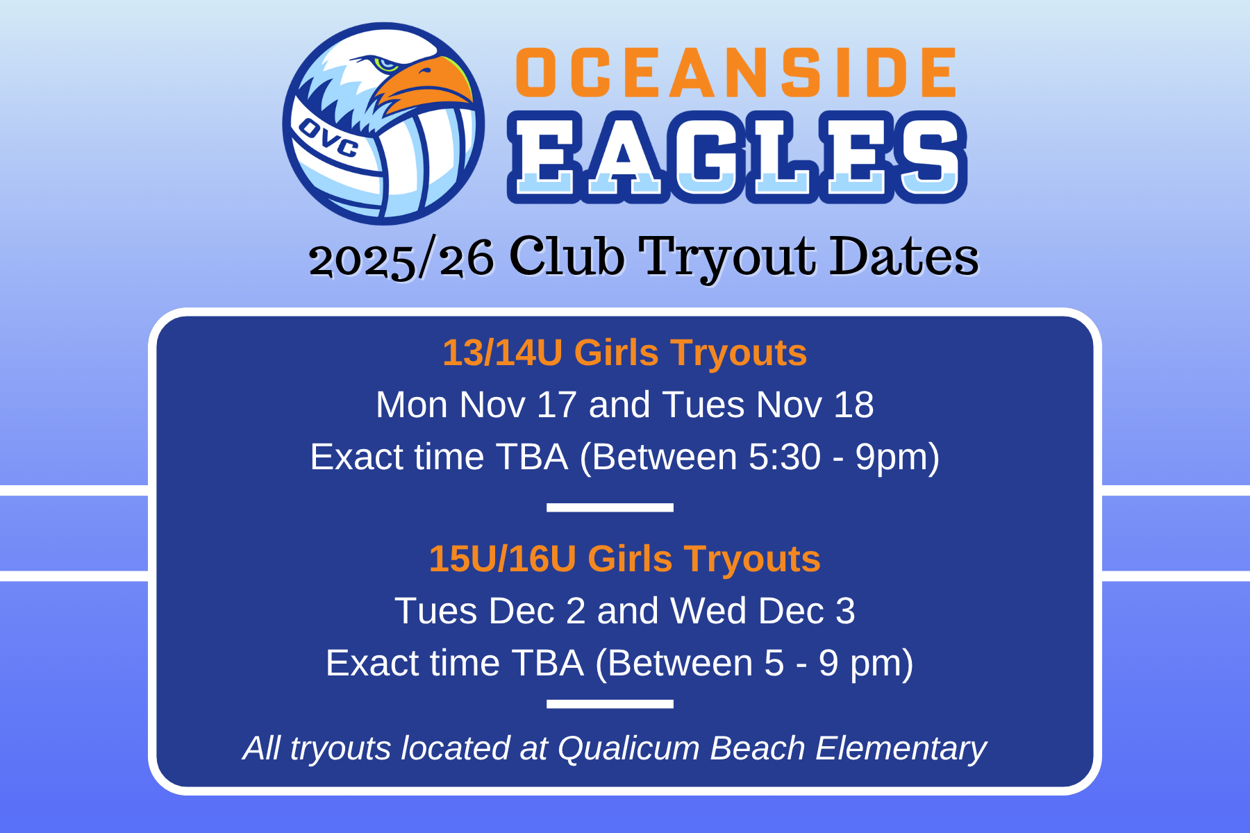 2025 26 Tryout dates