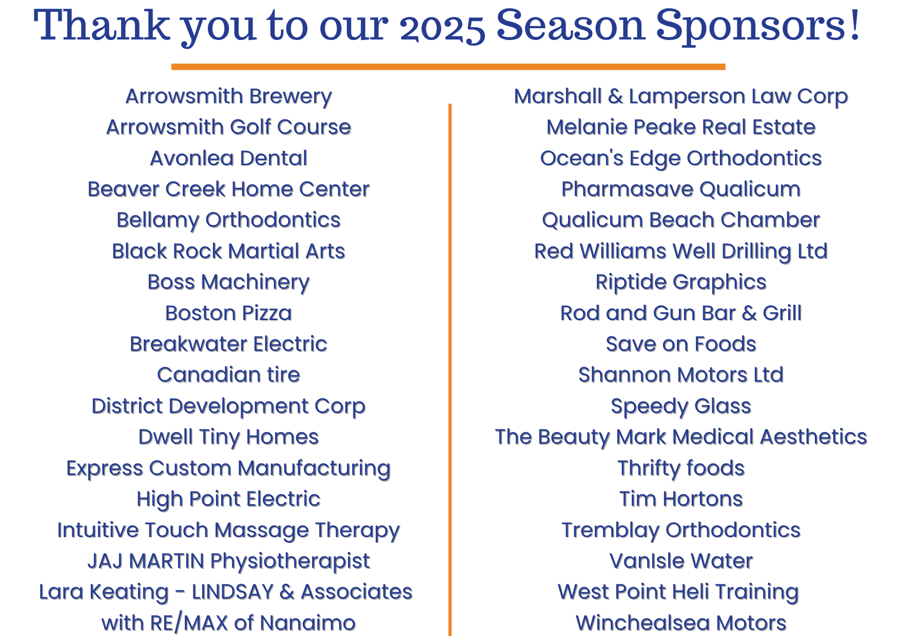 2025 Season Sponsors